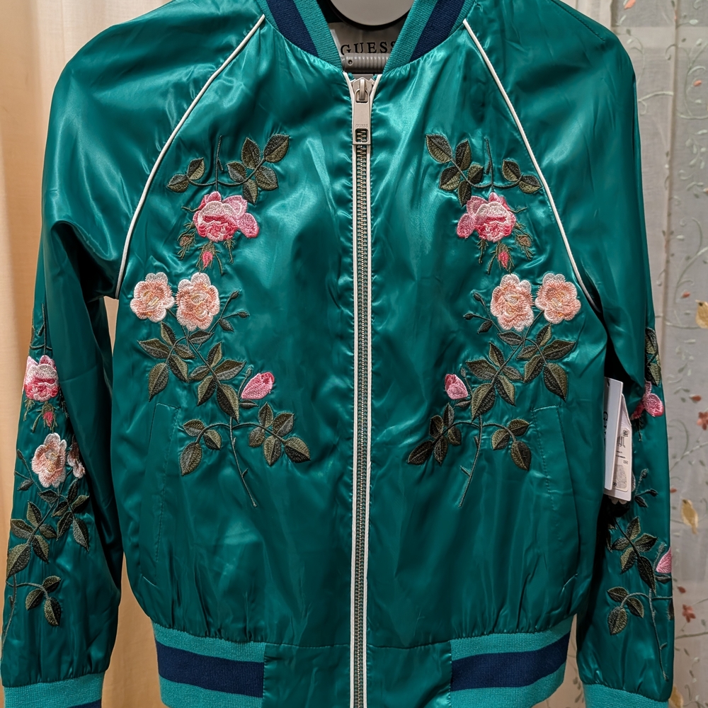 Guess Women's Embroidered Floral Bomber Jacket